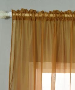 HIER_3160 Big Event Backdrops & Décor 2 Pack | Gold Grommet Sheer Curtains With Rod Pocket Window Treatment Panels - 52"x108" 19 HIER_3160 Big Event Backdrops & Décor 2 Pack | Gold Grommet Sheer Curtains With Rod Pocket Window Treatment Panels - 52