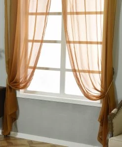 HIER_3160 Big Event Backdrops & Décor 2 Pack | Gold Grommet Sheer Curtains With Rod Pocket Window Treatment Panels - 52"x108" 22 HIER_3160 Big Event Backdrops & Décor 2 Pack | Gold Grommet Sheer Curtains With Rod Pocket Window Treatment Panels - 52