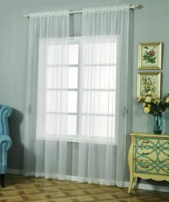 HIER_3160 2 Pack | Ivory Sheer Organza Curtains With Rod Pocket Window Treatment Panels - 52"x108" Big Event Backdrops & Décor 20 HIER_3160 2 Pack | Ivory Sheer Organza Curtains With Rod Pocket Window Treatment Panels - 52
