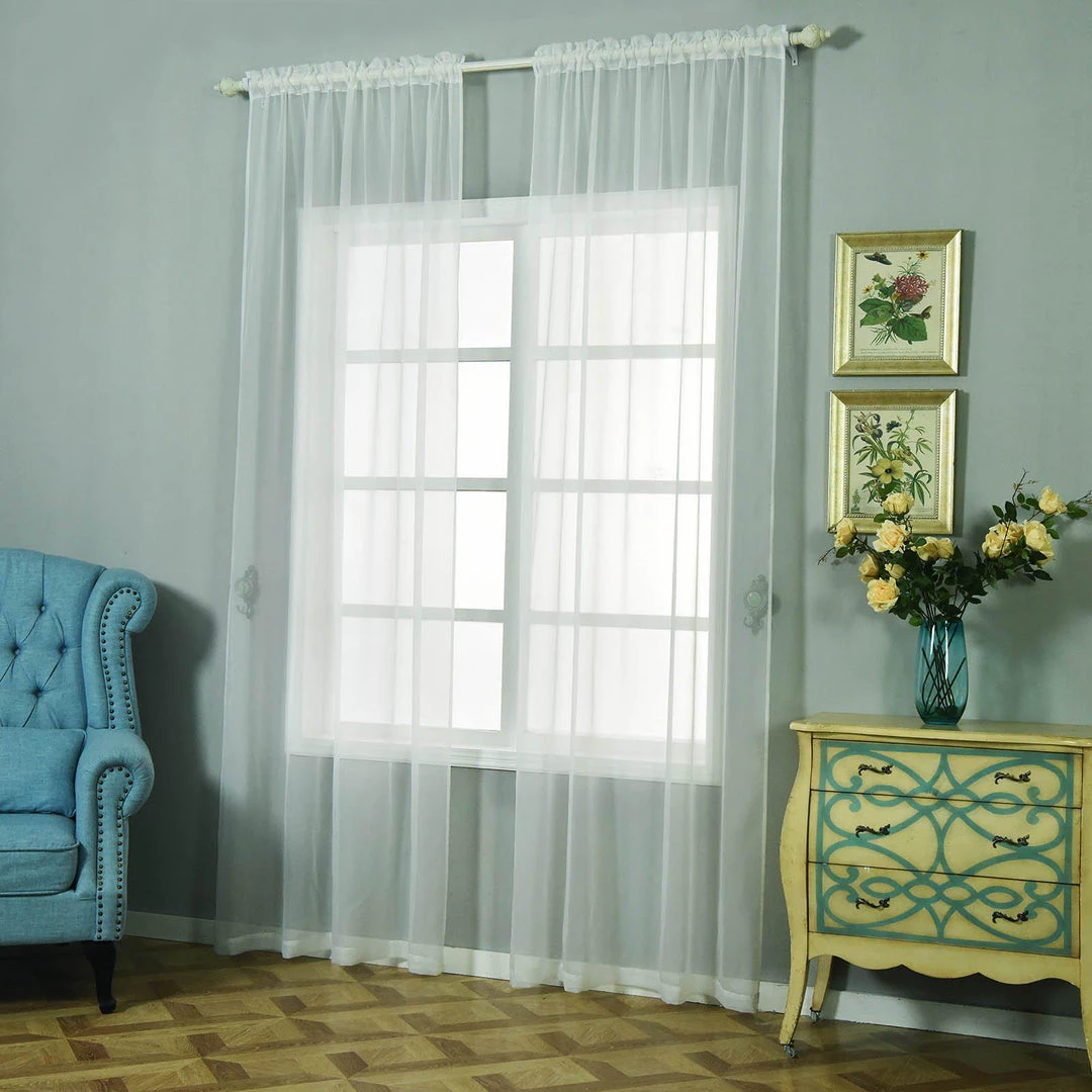 HIER_3160 2 Pack | Ivory Sheer Organza Curtains With Rod Pocket Window Treatment Panels - 52"x108" Big Event Backdrops & Décor 6 HIER_3160 2 Pack | Ivory Sheer Organza Curtains With Rod Pocket Window Treatment Panels - 52"x108" Big Event Backdrops & Décor
