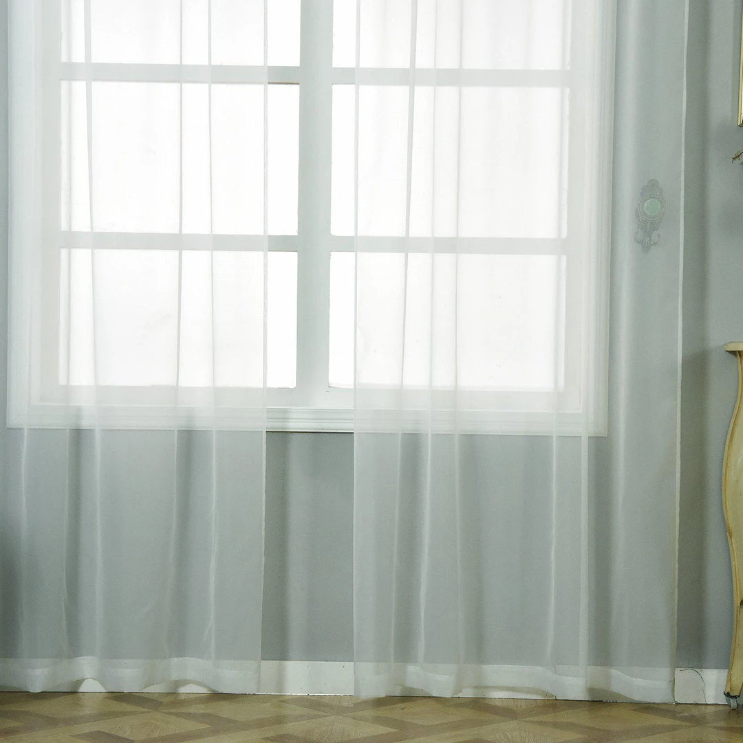 HIER_3160 2 Pack | Ivory Sheer Organza Curtains With Rod Pocket Window Treatment Panels - 52"x108" Big Event Backdrops & Décor 8 HIER_3160 2 Pack | Ivory Sheer Organza Curtains With Rod Pocket Window Treatment Panels - 52"x108" Big Event Backdrops & Décor