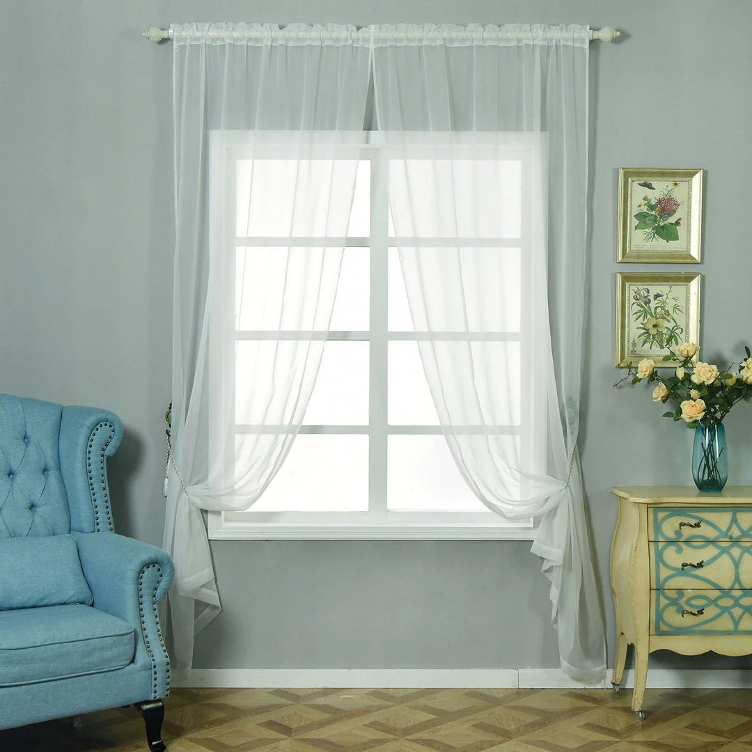 HIER_3160 2 Pack | Ivory Sheer Organza Curtains With Rod Pocket Window Treatment Panels - 52"x108" Big Event Backdrops & Décor 2 HIER_3160 2 Pack | Ivory Sheer Organza Curtains With Rod Pocket Window Treatment Panels - 52"x108" Big Event Backdrops & Décor