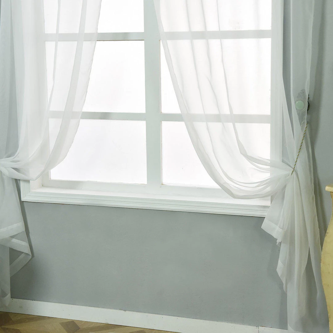 HIER_3160 2 Pack | Ivory Sheer Organza Curtains With Rod Pocket Window Treatment Panels - 52"x108" Big Event Backdrops & Décor 12 HIER_3160 2 Pack | Ivory Sheer Organza Curtains With Rod Pocket Window Treatment Panels - 52"x108" Big Event Backdrops & Décor