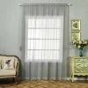 HIER_3160 2 Pack | Silver Sheer Organza Curtains With Rod Pocket Window Treatment Panels - 52"x108"