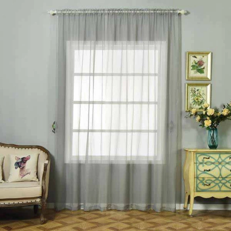 HIER_3160 2 Pack | Silver Sheer Organza Curtains With Rod Pocket Window Treatment Panels - 52"x108" 1 HIER_3160 2 Pack | Silver Sheer Organza Curtains With Rod Pocket Window Treatment Panels - 52"x108"