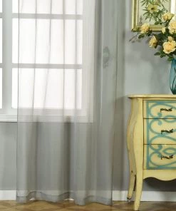 HIER_3160 2 Pack | Silver Sheer Organza Curtains With Rod Pocket Window Treatment Panels - 52"x108" 20 HIER_3160 2 Pack | Silver Sheer Organza Curtains With Rod Pocket Window Treatment Panels - 52