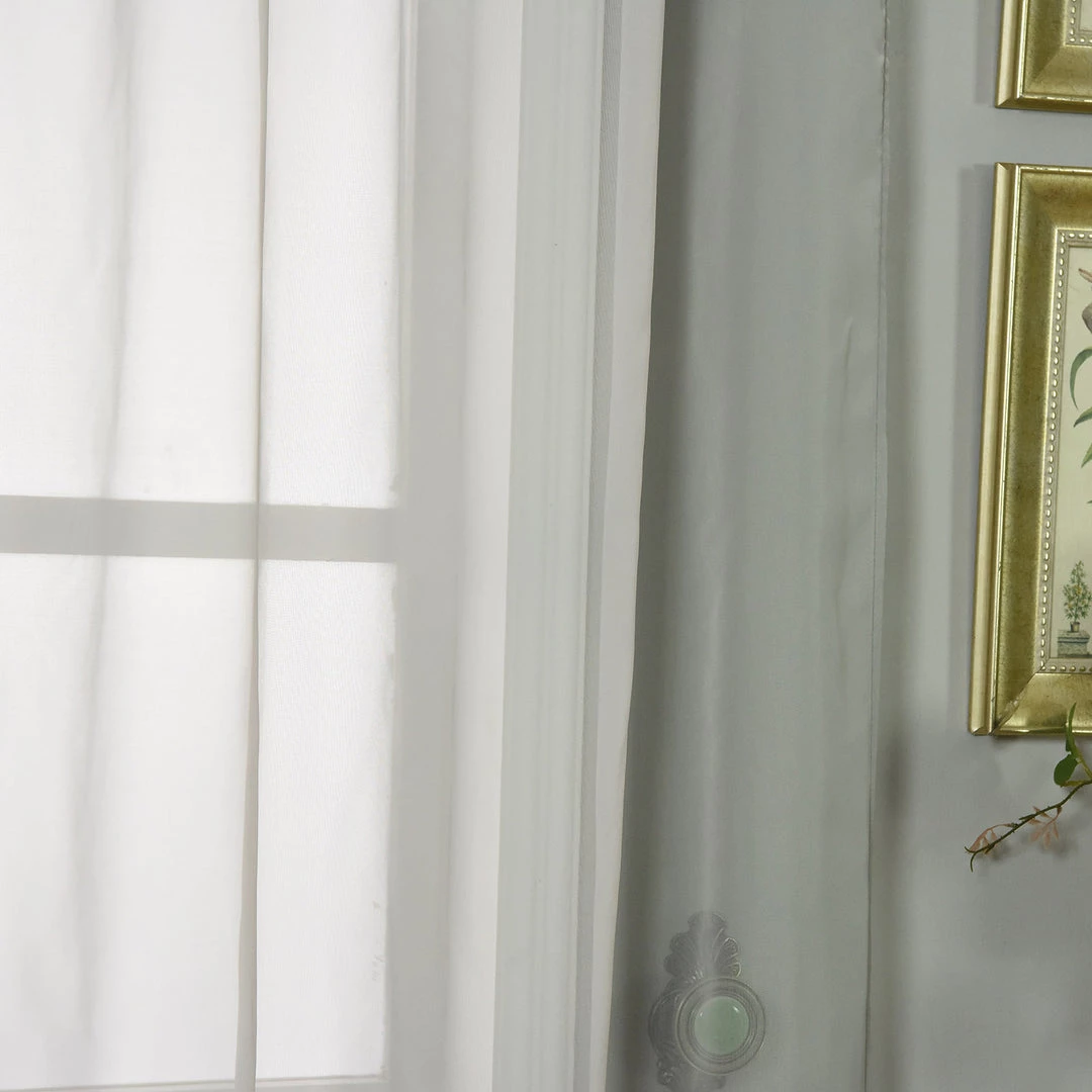 HIER_3160 2 Pack | Silver Sheer Organza Curtains With Rod Pocket Window Treatment Panels - 52"x108" 8 HIER_3160 2 Pack | Silver Sheer Organza Curtains With Rod Pocket Window Treatment Panels - 52"x108"