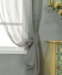 HIER_3160 2 Pack | Silver Sheer Organza Curtains With Rod Pocket Window Treatment Panels - 52"x108" 22 HIER_3160 2 Pack | Silver Sheer Organza Curtains With Rod Pocket Window Treatment Panels - 52