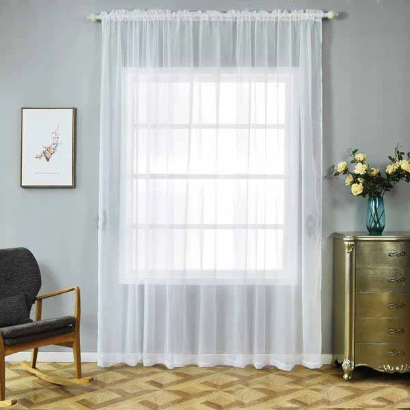 HIER_3160 2 Pack | White Grommet Sheer Curtains With Rod Pocket Window Treatment Panels - 52"x108" Big Event Backdrops & Décor 1 HIER_3160 2 Pack | White Grommet Sheer Curtains With Rod Pocket Window Treatment Panels - 52"x108" Big Event Backdrops & Décor
