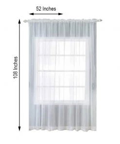 HIER_3160 2 Pack | White Grommet Sheer Curtains With Rod Pocket Window Treatment Panels - 52"x108" Big Event Backdrops & Décor 17 HIER_3160 2 Pack | White Grommet Sheer Curtains With Rod Pocket Window Treatment Panels - 52