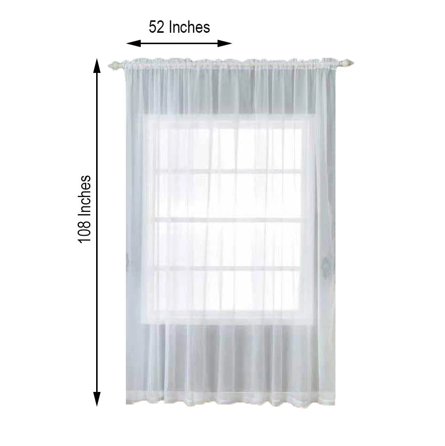 HIER_3160 2 Pack | White Grommet Sheer Curtains With Rod Pocket Window Treatment Panels - 52"x108" Big Event Backdrops & Décor 3 HIER_3160 2 Pack | White Grommet Sheer Curtains With Rod Pocket Window Treatment Panels - 52"x108" Big Event Backdrops & Décor