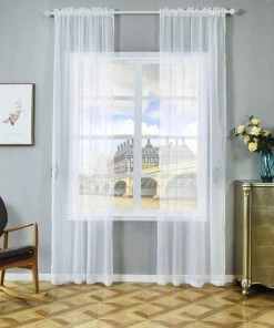 HIER_3160 2 Pack | White Grommet Sheer Curtains With Rod Pocket Window Treatment Panels - 52"x108" Big Event Backdrops & Décor 20 HIER_3160 2 Pack | White Grommet Sheer Curtains With Rod Pocket Window Treatment Panels - 52