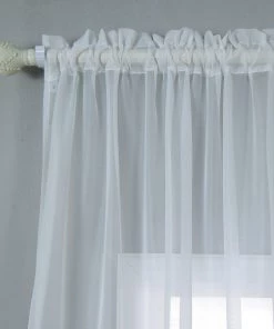 HIER_3160 2 Pack | White Grommet Sheer Curtains With Rod Pocket Window Treatment Panels - 52"x108" Big Event Backdrops & Décor 21 HIER_3160 2 Pack | White Grommet Sheer Curtains With Rod Pocket Window Treatment Panels - 52