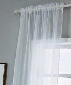 HIER_3160 2 Pack | White Grommet Sheer Curtains With Rod Pocket Window Treatment Panels - 52"x108" Big Event Backdrops & Décor 22 HIER_3160 2 Pack | White Grommet Sheer Curtains With Rod Pocket Window Treatment Panels - 52