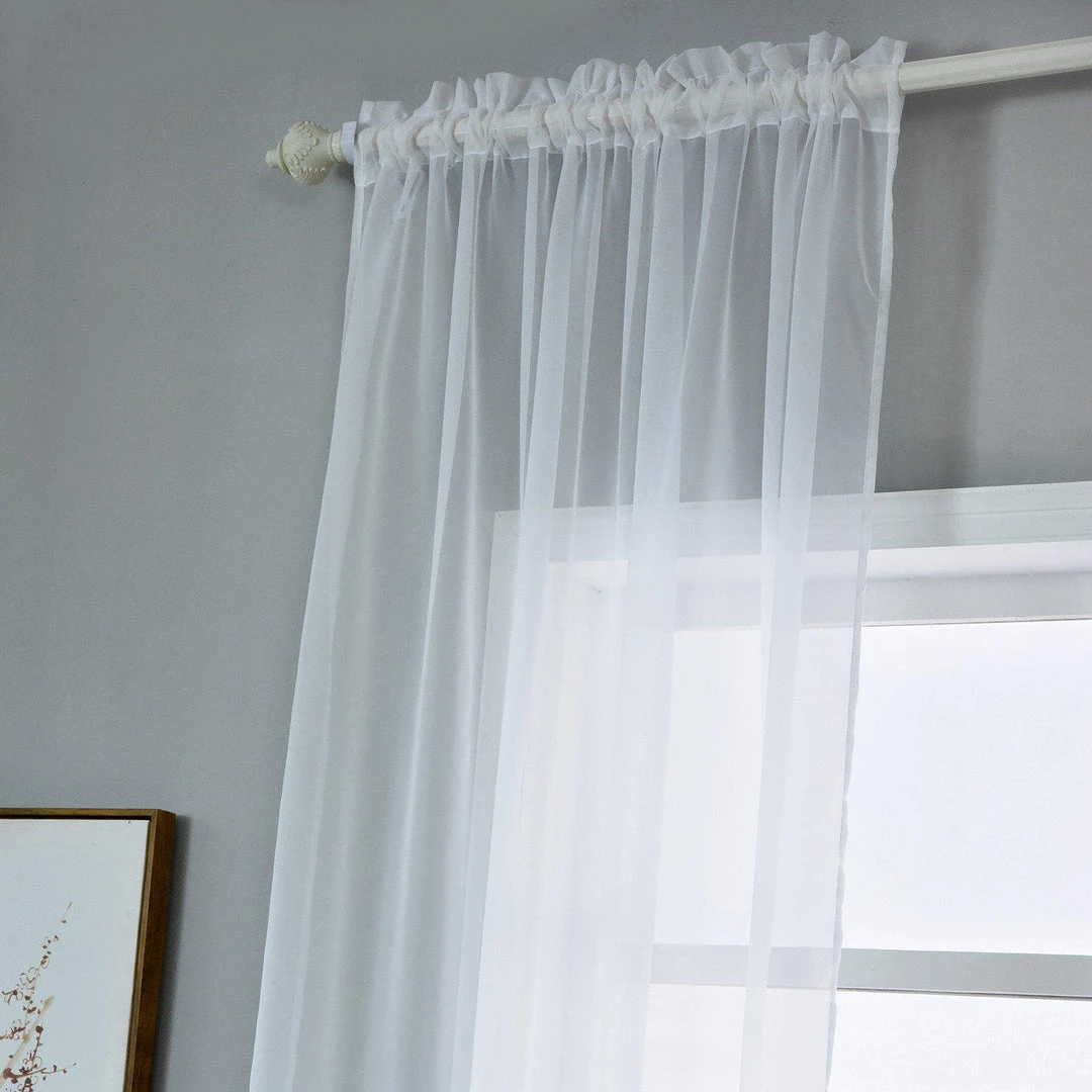 HIER_3160 2 Pack | White Grommet Sheer Curtains With Rod Pocket Window Treatment Panels - 52"x108" Big Event Backdrops & Décor 8 HIER_3160 2 Pack | White Grommet Sheer Curtains With Rod Pocket Window Treatment Panels - 52"x108" Big Event Backdrops & Décor