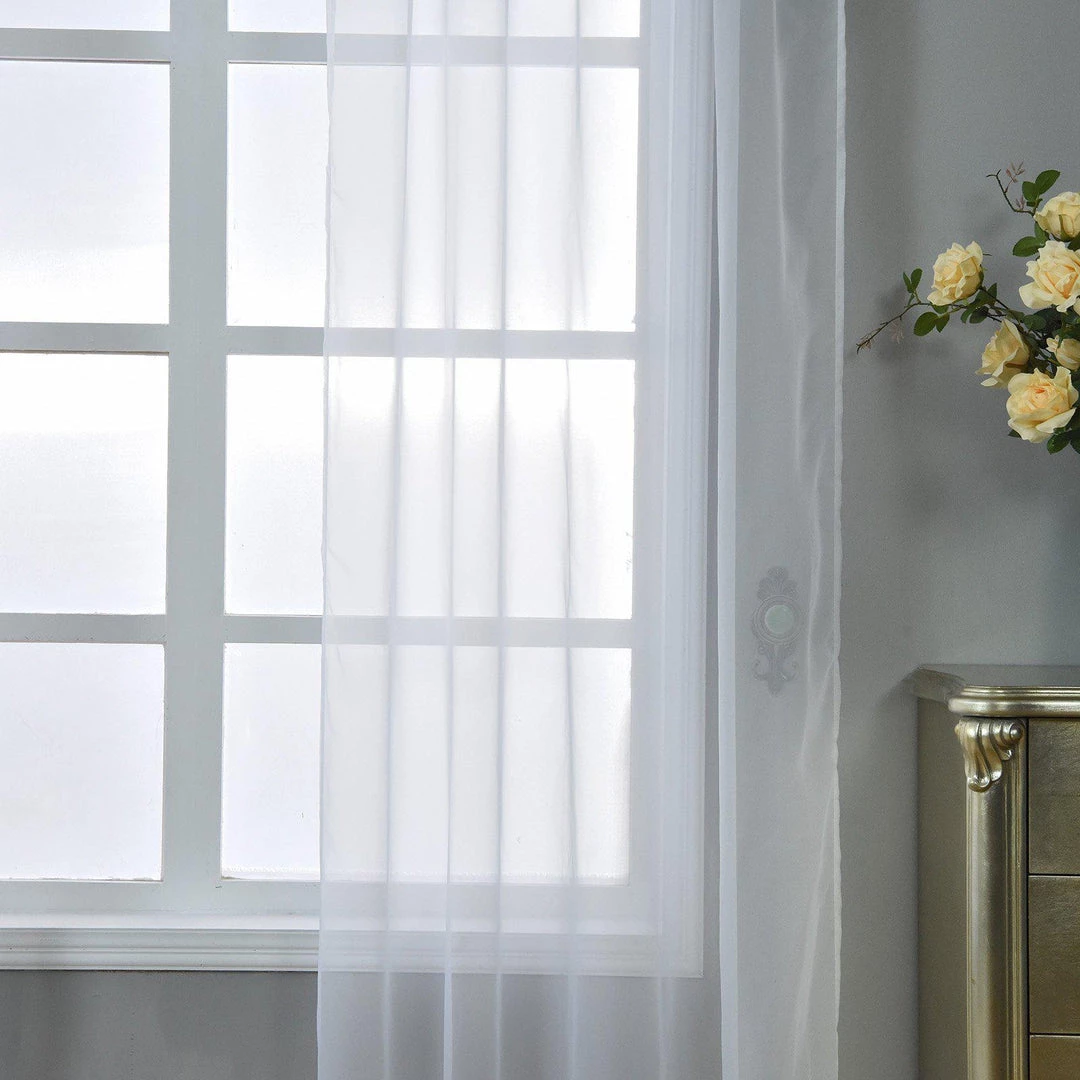HIER_3160 2 Pack | White Grommet Sheer Curtains With Rod Pocket Window Treatment Panels - 52"x108" Big Event Backdrops & Décor 11 HIER_3160 2 Pack | White Grommet Sheer Curtains With Rod Pocket Window Treatment Panels - 52"x108" Big Event Backdrops & Décor
