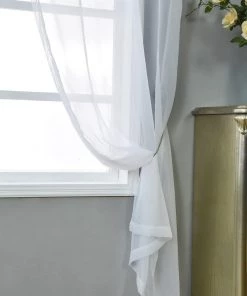HIER_3160 2 Pack | White Grommet Sheer Curtains With Rod Pocket Window Treatment Panels - 52"x108" Big Event Backdrops & Décor 27 HIER_3160 2 Pack | White Grommet Sheer Curtains With Rod Pocket Window Treatment Panels - 52
