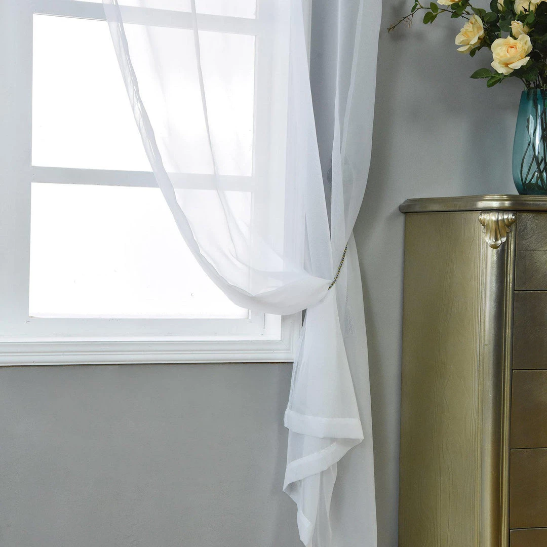 HIER_3160 2 Pack | White Grommet Sheer Curtains With Rod Pocket Window Treatment Panels - 52"x108" Big Event Backdrops & Décor 13 HIER_3160 2 Pack | White Grommet Sheer Curtains With Rod Pocket Window Treatment Panels - 52"x108" Big Event Backdrops & Décor