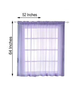 HIER_3160 2 Pack | Lavender Sheer Organza Curtains With Rod Pocket Window Treatment Panels - 52"x64" Big Event Backdrops & Décor 10 HIER_3160 2 Pack | Lavender Sheer Organza Curtains With Rod Pocket Window Treatment Panels - 52