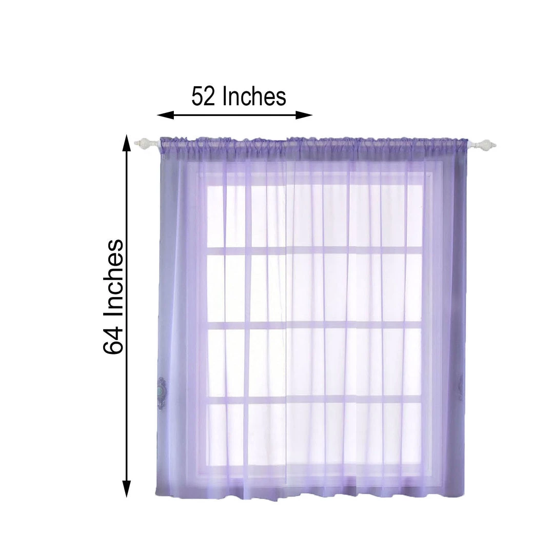HIER_3160 2 Pack | Lavender Sheer Organza Curtains With Rod Pocket Window Treatment Panels - 52"x64" Big Event Backdrops & Décor 3 HIER_3160 2 Pack | Lavender Sheer Organza Curtains With Rod Pocket Window Treatment Panels - 52"x64" Big Event Backdrops & Décor