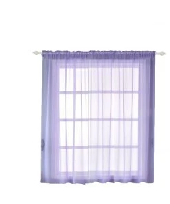 HIER_3160 2 Pack | Lavender Sheer Organza Curtains With Rod Pocket Window Treatment Panels - 52"x64" Big Event Backdrops & Décor 15 HIER_3160 2 Pack | Lavender Sheer Organza Curtains With Rod Pocket Window Treatment Panels - 52