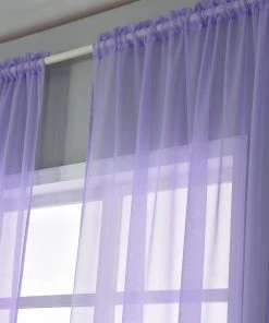 HIER_3160 2 Pack | Lavender Sheer Organza Curtains With Rod Pocket Window Treatment Panels - 52"x64" Big Event Backdrops & Décor