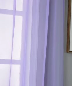HIER_3160 2 Pack | Lavender Sheer Organza Curtains With Rod Pocket Window Treatment Panels - 52"x64" Big Event Backdrops & Décor 13 HIER_3160 2 Pack | Lavender Sheer Organza Curtains With Rod Pocket Window Treatment Panels - 52