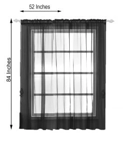 HIER_3160 2 Pack | Black Organza Grommet Sheer Curtains Panels - 52