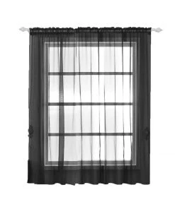 HIER_3160 2 Pack | Black Organza Grommet Sheer Curtains Panels - 52