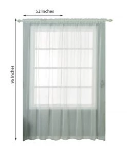HIER_3160 2 Pack | Ivory Sheer Organza Curtains With Rod Pocket Window Treatment Panels - 52