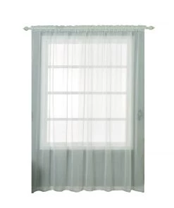 HIER_3160 2 Pack | Ivory Sheer Organza Curtains With Rod Pocket Window Treatment Panels - 52