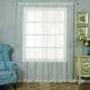 HIER_3160 2 Pack | Ivory Sheer Organza Curtains With Rod Pocket Window Treatment Panels - 52"x96" Home Décor