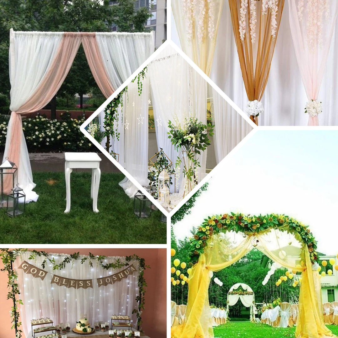 HIER_3160 2 Pack | Ivory Sheer Organza Curtains With Rod Pocket Window Treatment Panels - 52"x108" Big Event Backdrops & Décor 5 HIER_3160 2 Pack | Ivory Sheer Organza Curtains With Rod Pocket Window Treatment Panels - 52"x108" Big Event Backdrops & Décor