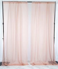 HIER_3160 Big Event Backdrops & Décor 2 Pack | Dusty Rose Fire Retardant Sheer Organza Premium Curtain Panel Backdrops With Rod Pockets - 5ftx10ft