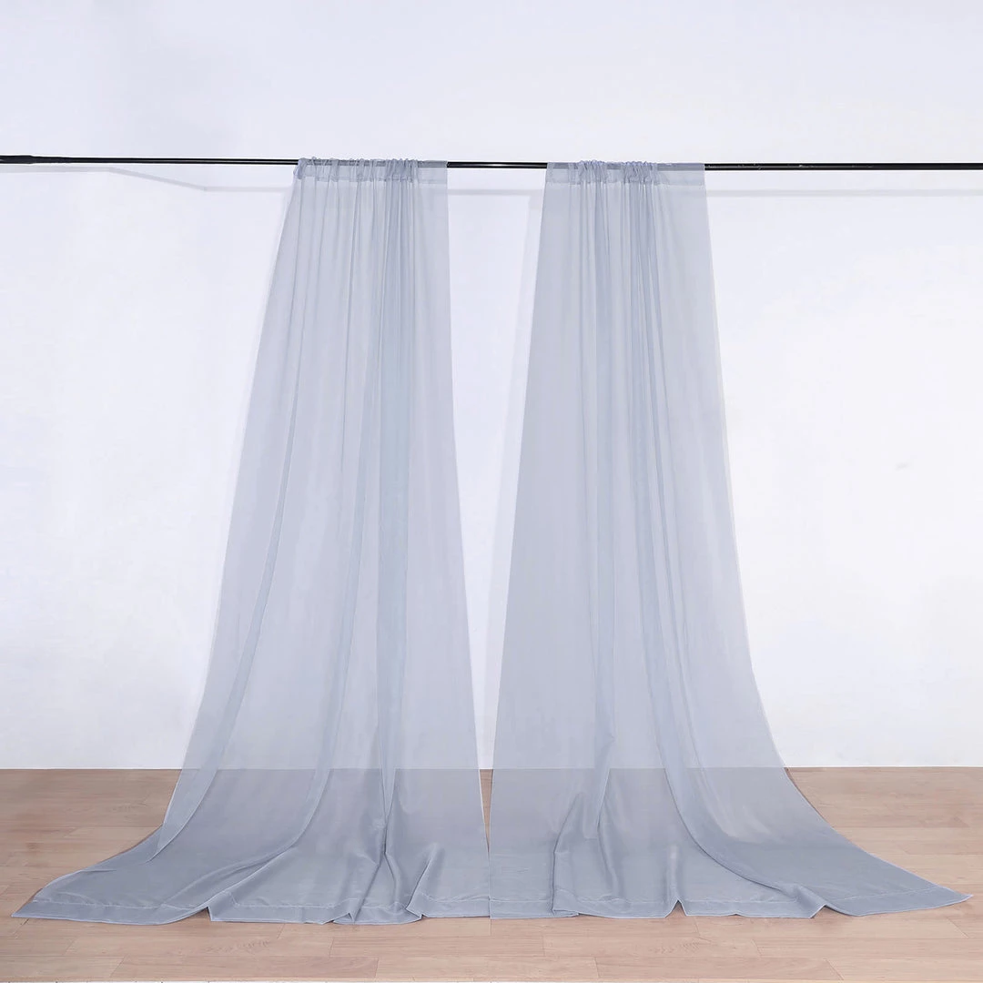 HIER_3110 2 Pack | Dusty Blue Fire Retardant Sheer Organza Premium Curtain Panel Backdrops With Rod Pockets - 5ftx10ft Big Event Backdrops & Décor 8 HIER_3110 2 Pack | Dusty Blue Fire Retardant Sheer Organza Premium Curtain Panel Backdrops With Rod Pockets - 5ftx10ft Big Event Backdrops & Décor
