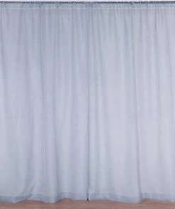 HIER_3110 2 Pack | Dusty Blue Fire Retardant Sheer Organza Premium Curtain Panel Backdrops With Rod Pockets - 5ftx10ft Big Event Backdrops & Décor
