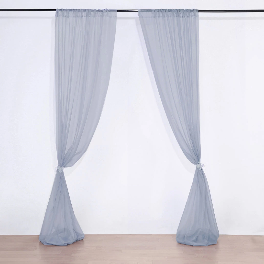 HIER_3110 2 Pack | Dusty Blue Fire Retardant Sheer Organza Premium Curtain Panel Backdrops With Rod Pockets - 5ftx10ft Big Event Backdrops & Décor 6 HIER_3110 2 Pack | Dusty Blue Fire Retardant Sheer Organza Premium Curtain Panel Backdrops With Rod Pockets - 5ftx10ft Big Event Backdrops & Décor