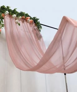 HIER_3110 Backdrop Panels 5ftx14ft Premium Dusty Rose Chiffon Curtain Panel Backdrop With Rod Pocket