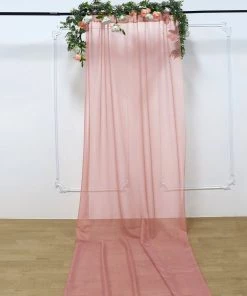 HIER_3110 Backdrop Panels 5ftx14ft Premium Dusty Rose Chiffon Curtain Panel Backdrop With Rod Pocket