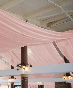 HIER_3110 Backdrop Panels 5ftx14ft Premium Dusty Rose Chiffon Curtain Panel Backdrop With Rod Pocket