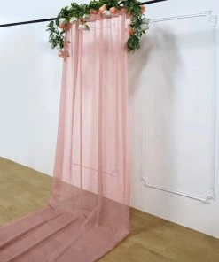 HIER_3110 Backdrop Panels 5ftx14ft Premium Dusty Rose Chiffon Curtain Panel Backdrop With Rod Pocket
