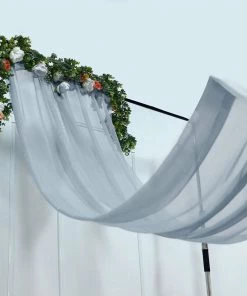 HIER_3110 Backdrop Panels 5ftx14ft Premium Dusty Blue Chiffon Curtain Panel Backdrop With Rod Pocket 21 HIER_3110 Backdrop Panels 5ftx14ft Premium Dusty Blue Chiffon Curtain Panel Backdrop With Rod Pocket