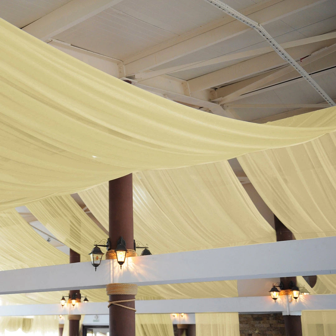 HIER_3110 Backdrop Panels 5ftx14ft Premium Champagne Chiffon Curtain Panel Backdrop With Rod Pocket 7 HIER_3110 Backdrop Panels 5ftx14ft Premium Champagne Chiffon Curtain Panel Backdrop With Rod Pocket