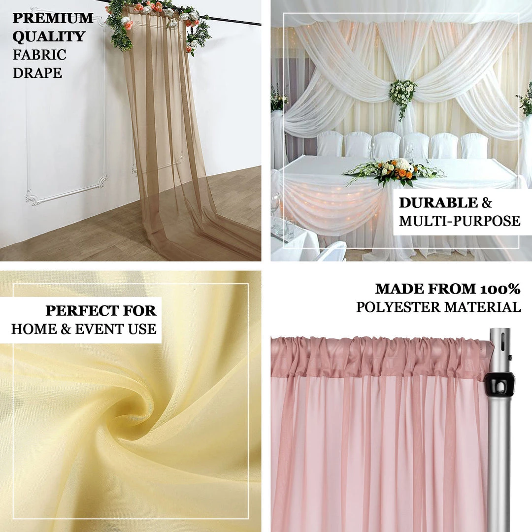 HIER_3110 Backdrop Panels 5ftx14ft Premium Champagne Chiffon Curtain Panel Backdrop With Rod Pocket 4 HIER_3110 Backdrop Panels 5ftx14ft Premium Champagne Chiffon Curtain Panel Backdrop With Rod Pocket