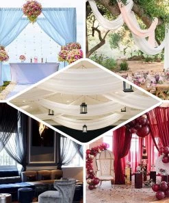HIER_3110 5ftx14ft Premium White Chiffon Curtain Panel Backdrop With Rod Pocket Big Event Backdrops & Décor 15 HIER_3110 5ftx14ft Premium White Chiffon Curtain Panel Backdrop With Rod Pocket Big Event Backdrops & Décor