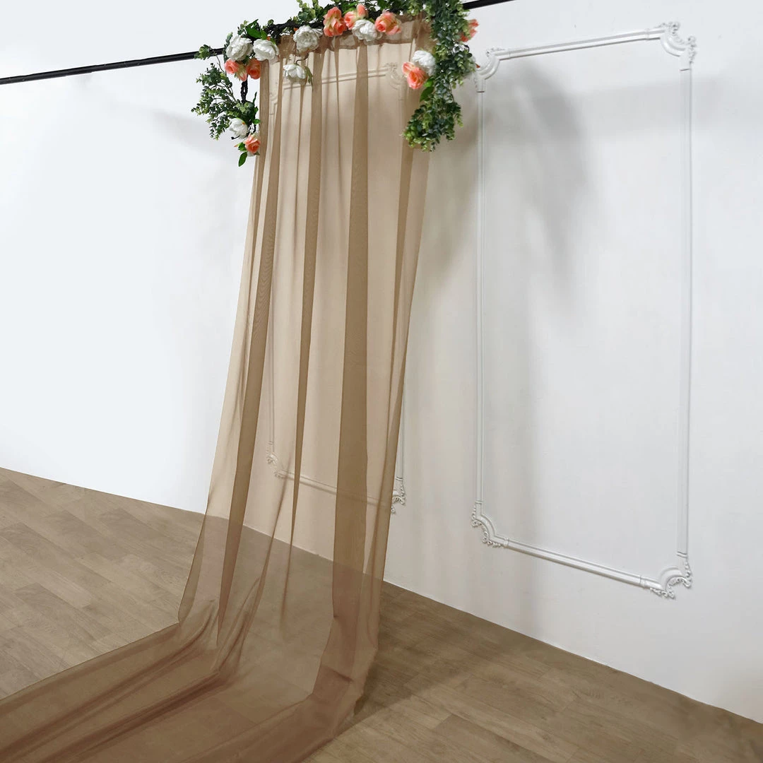 HIER_3110 5ftx14ft Premium Gold Chiffon Curtain Panel Backdrop With Rod Pocket Backdrop Panels 3 HIER_3110 5ftx14ft Premium Gold Chiffon Curtain Panel Backdrop With Rod Pocket Backdrop Panels