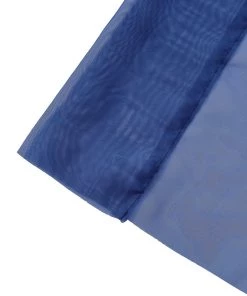HIER_3110 5ftx14ft Premium Navy Blue Chiffon Curtain Panel Backdrop With Rod Pocket Backdrop Panels
