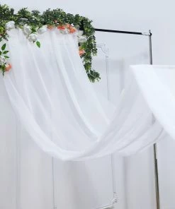HIER_3110 5ftx14ft Premium White Chiffon Curtain Panel Backdrop With Rod Pocket Big Event Backdrops & Décor 18 HIER_3110 5ftx14ft Premium White Chiffon Curtain Panel Backdrop With Rod Pocket Big Event Backdrops & Décor
