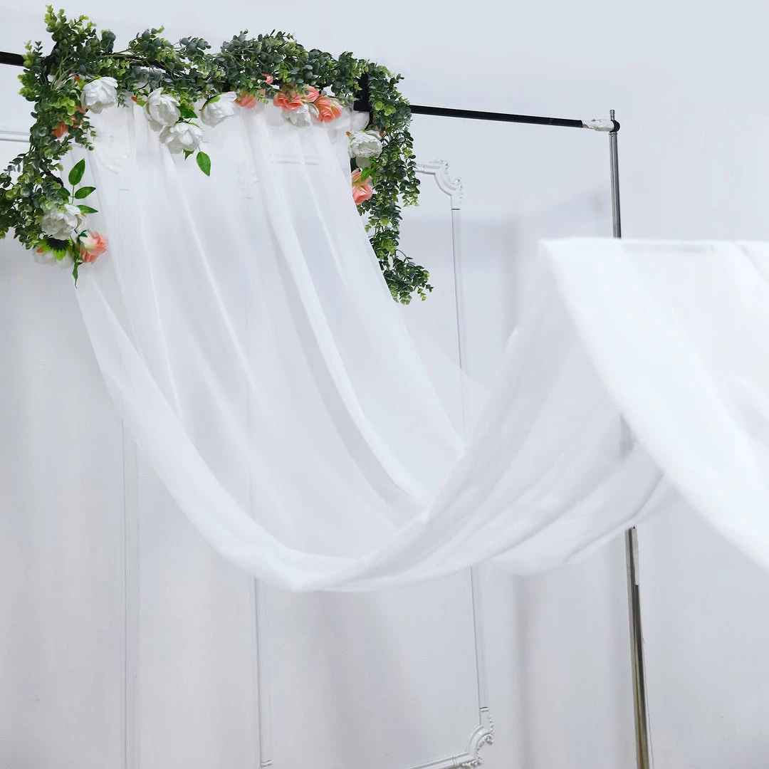 HIER_3110 5ftx14ft Premium White Chiffon Curtain Panel Backdrop With Rod Pocket Big Event Backdrops & Décor 8 HIER_3110 5ftx14ft Premium White Chiffon Curtain Panel Backdrop With Rod Pocket Big Event Backdrops & Décor