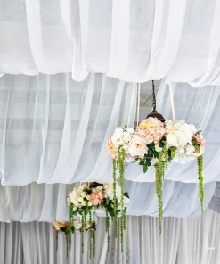 HIER_3110 5ftx14ft Premium White Chiffon Curtain Panel Backdrop With Rod Pocket Big Event Backdrops & Décor